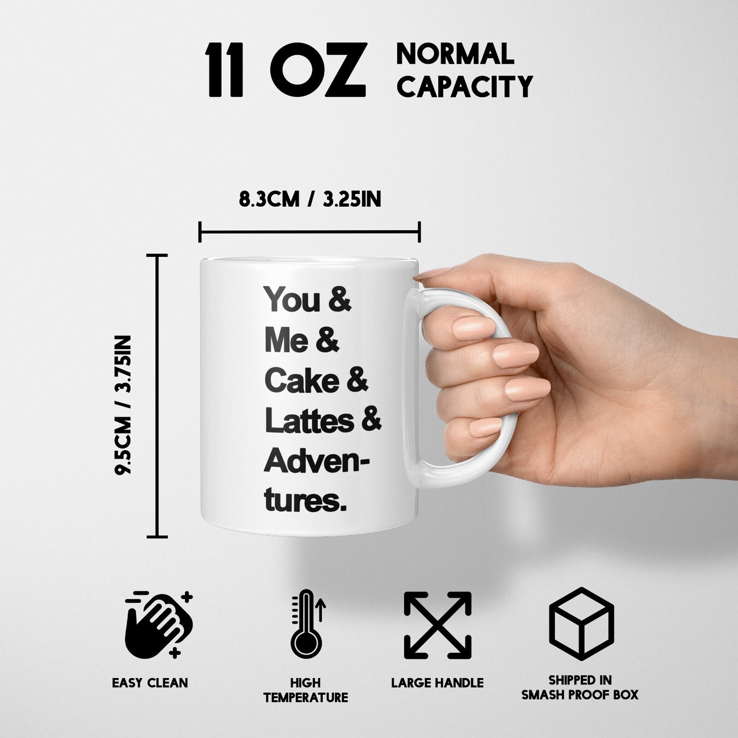 My Favourite Things Text Novelty Print Love Coffee Tea Mug Coaster Gift Him Her