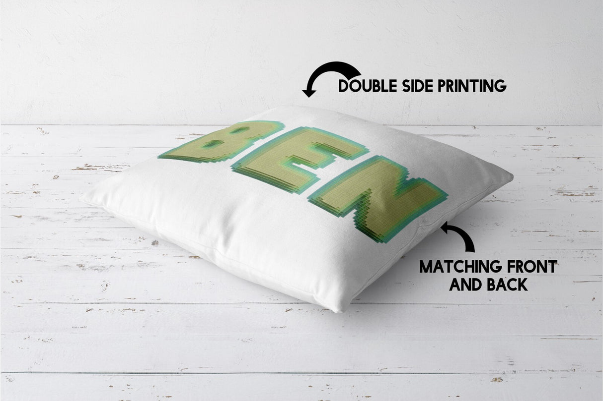 Personalised Any Name Bold Pixel 3D Soft Square Filled Cushion Throw Decor Gift