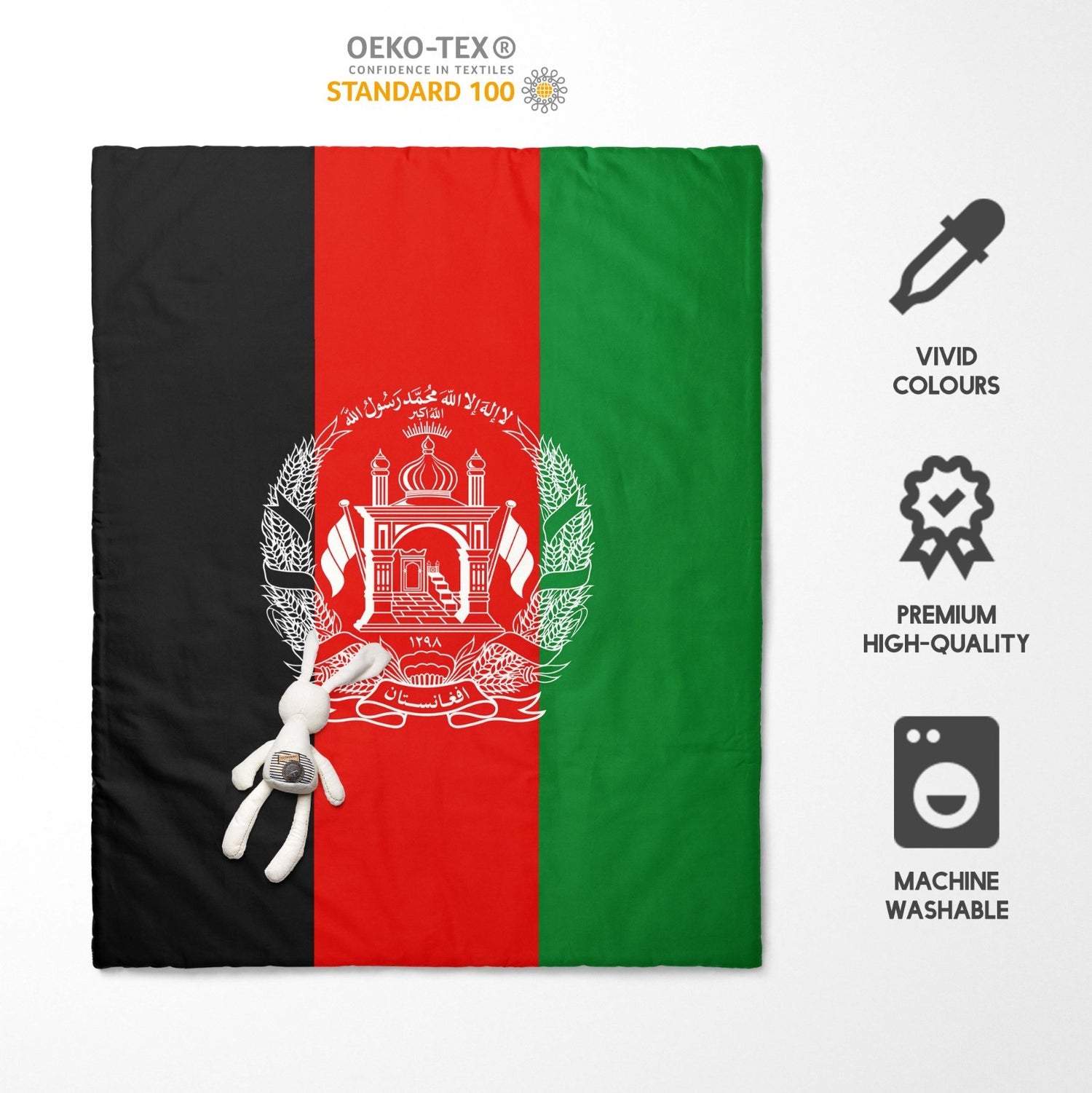 Afghanistan Flag Cot Bed Duvet Cover Toddler Pillowcase Design Gift Custom Cosy