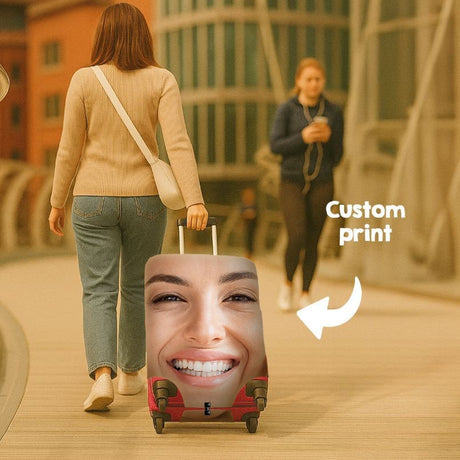 Face Zoom In Photo Custom Luggage Cover Personalised Suitcase Wrap Unique Gift