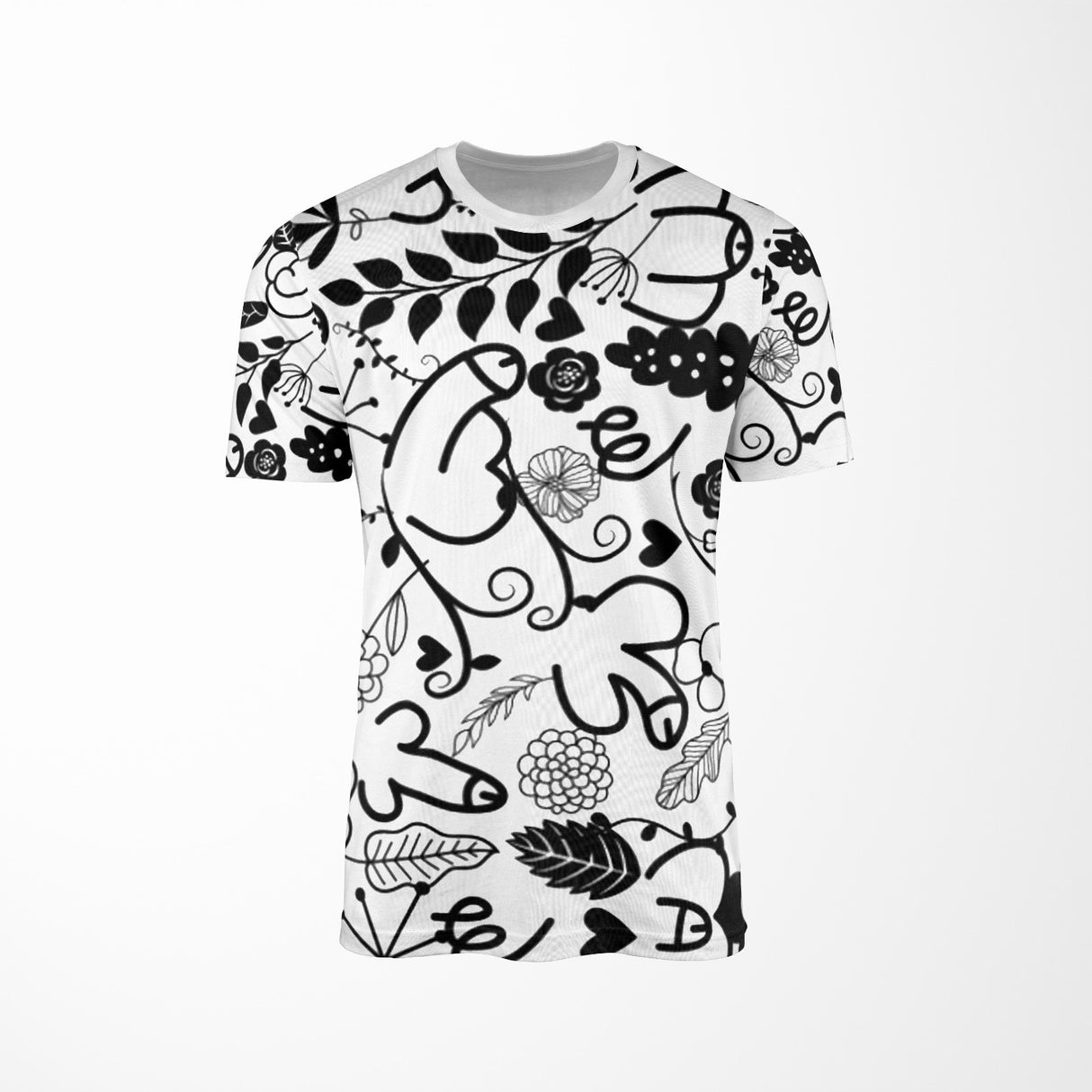 Personalised Floral Willy Pattern Custom Printed T-Shirt Choose Colour Unisex
