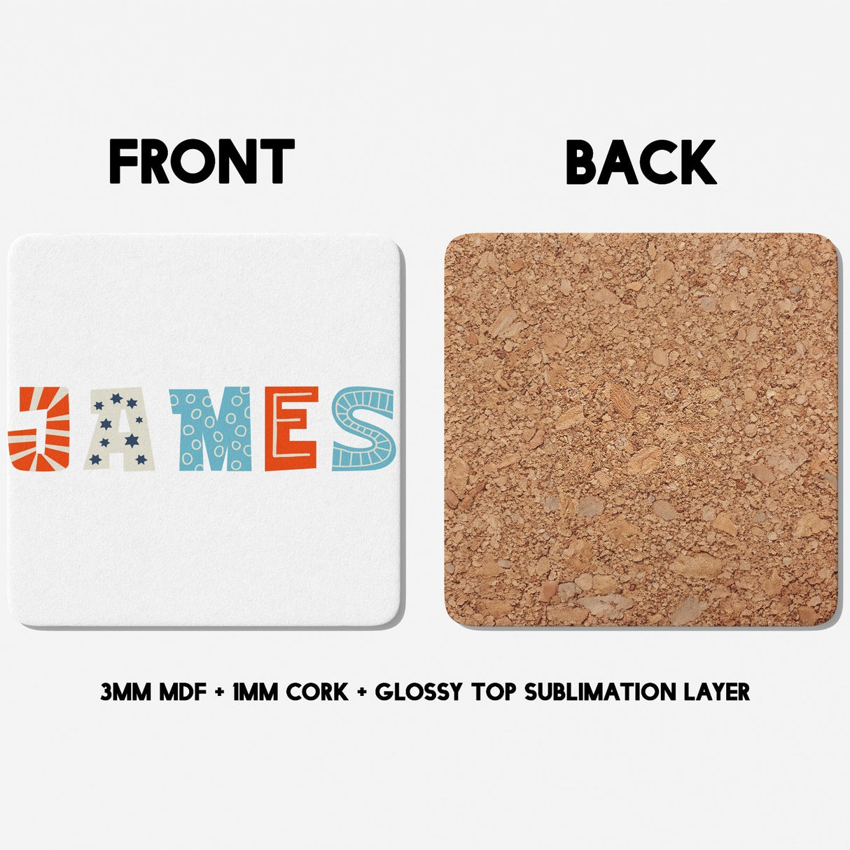 Personalised Kids Alphabet Onyx Text Novelty Coffee Tea Mug Coaster Gift Him Her