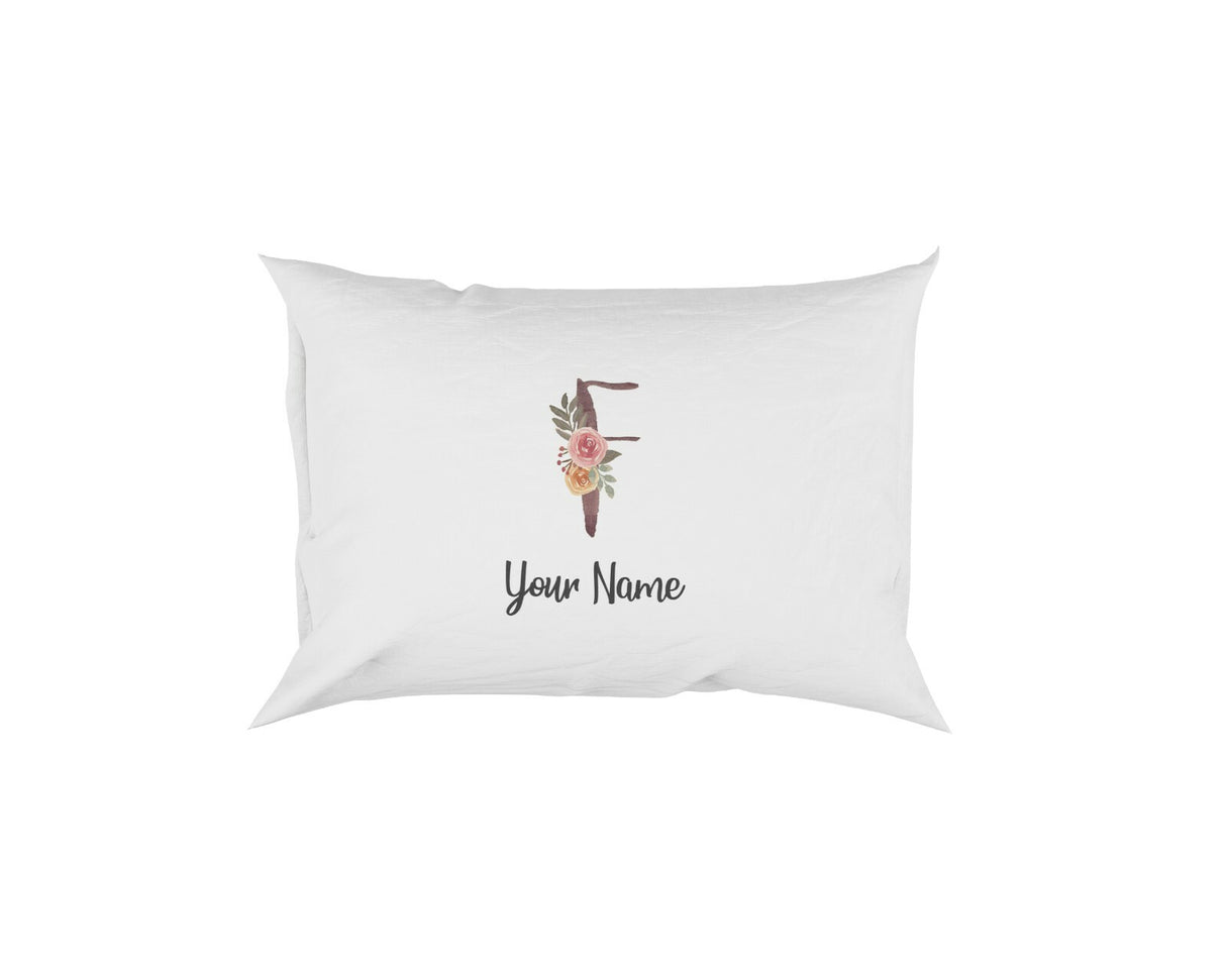 Personalised Floral Watercolour Hand Paint Effect Alphabet Floral Name Pillow