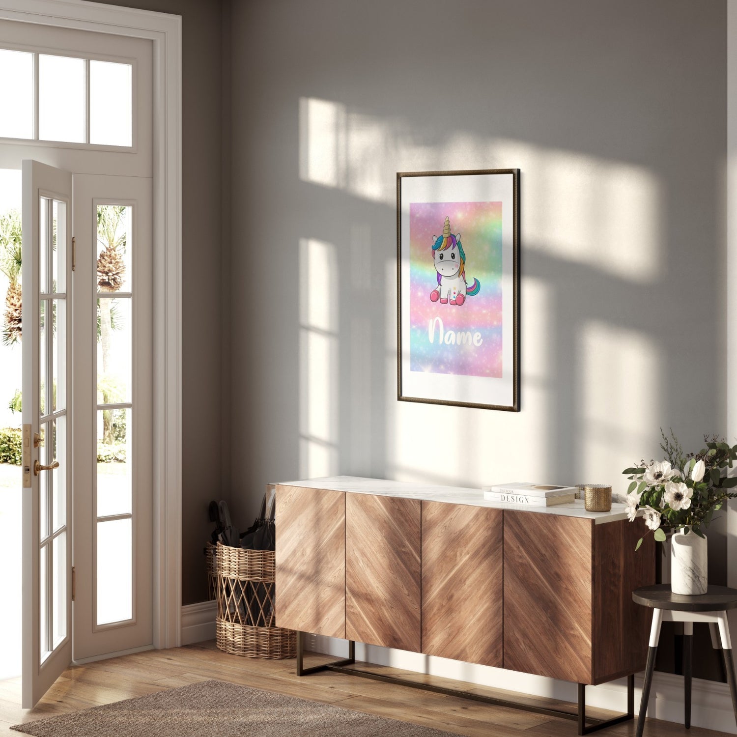 Personalised Custom Name Colour Unicorn  Wall Art Poster Quantity Print Decor