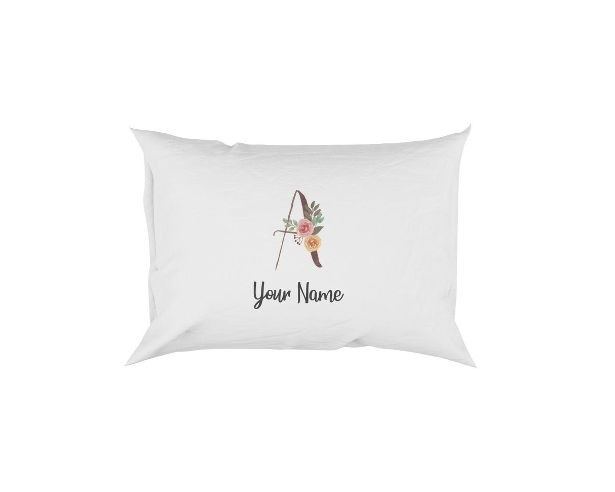 Personalised Floral Watercolour Hand Paint Effect Alphabet Floral Name Pillow