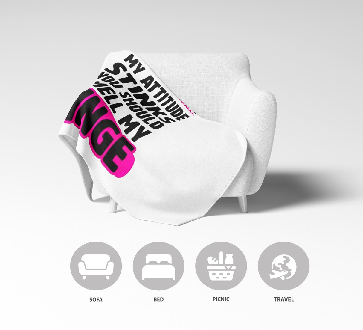 Attitude Stinks Rude Custom Any Colour Novelty Fleece Mink Blanket Throw Gift