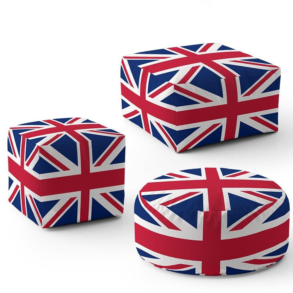 Great British Flag Union Jack Ottoman Filled Pouffe Footrest Inc Washable Cover