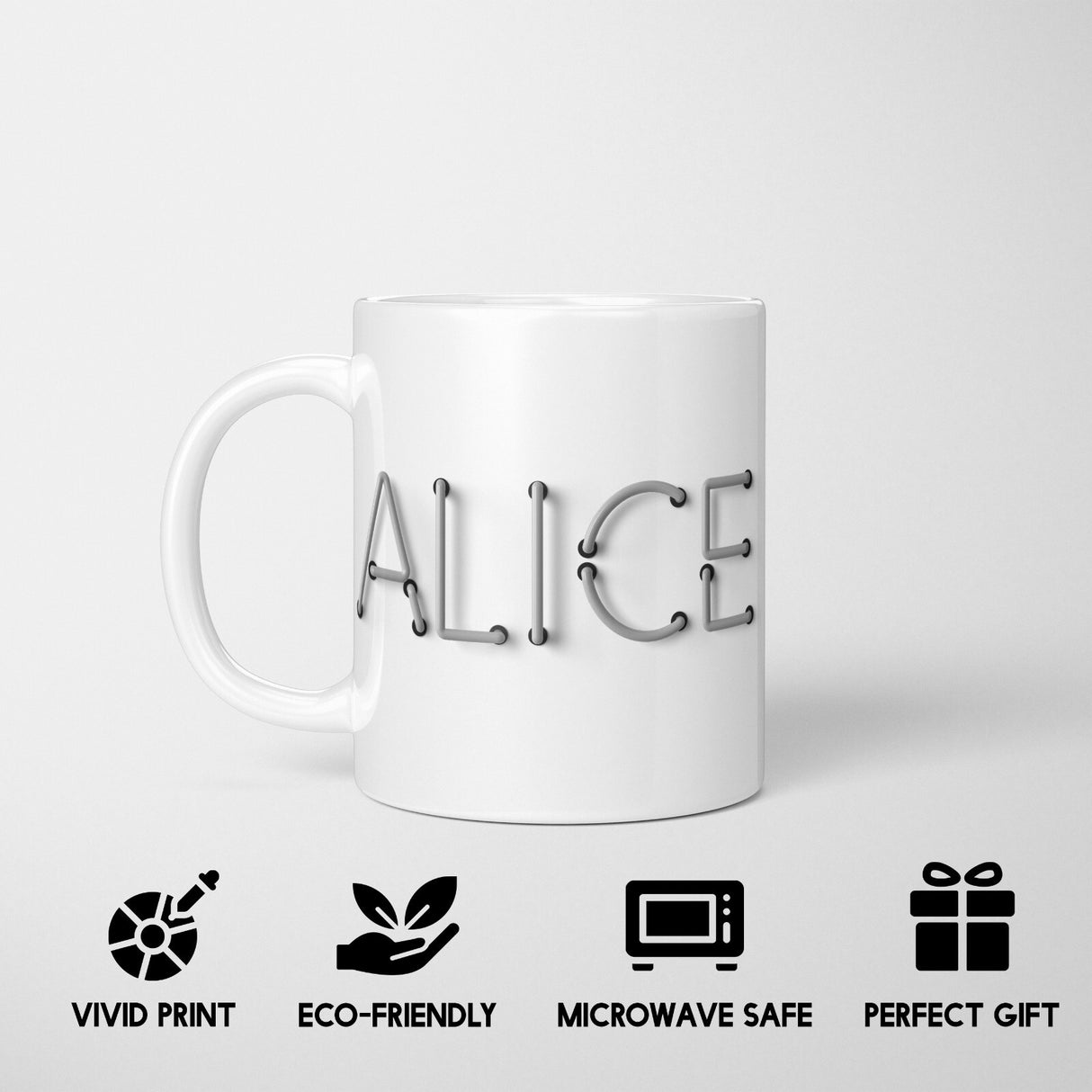 Personalised Neon Alphabet Novelty Print Coffee Tea Mug Coaster Gift Him Her