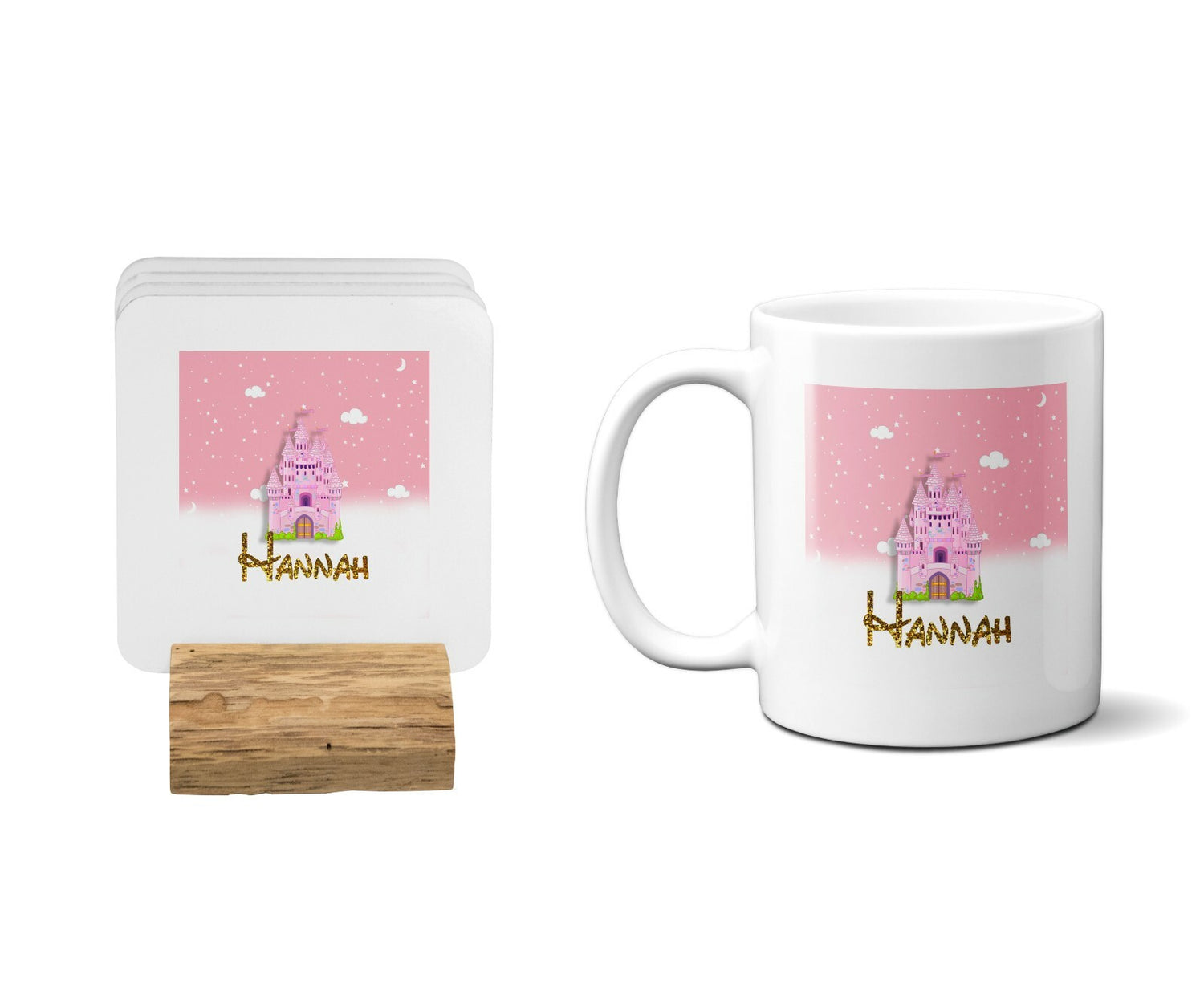 Personalised Name Princess Castle Coffee Tea Mug Gift 11oz Mug + Coaster