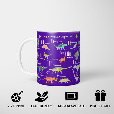 Dinosaur Alphabet Personalised Custom  Print Coffee Tea Mug Coaster Gift Him Her