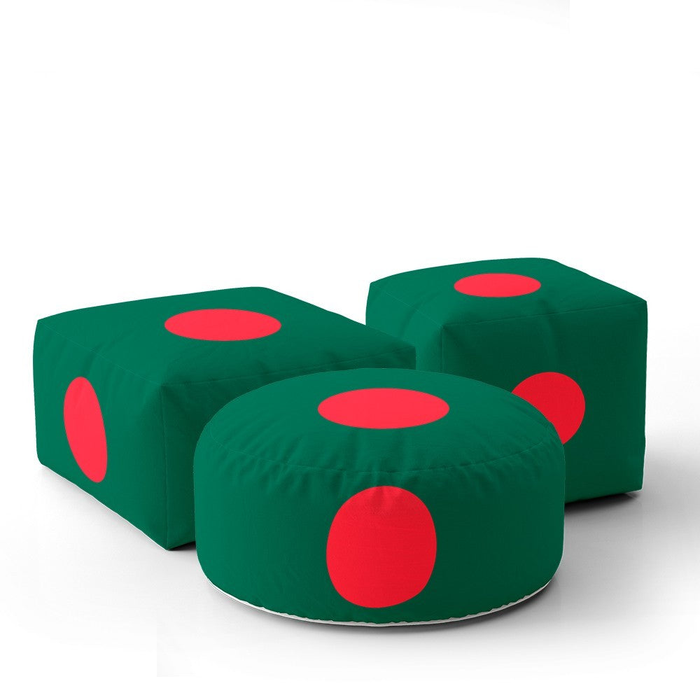 Bangladesh Flag Design Ottoman Filled Pouffe Footrest Washable Cover Custom Soft