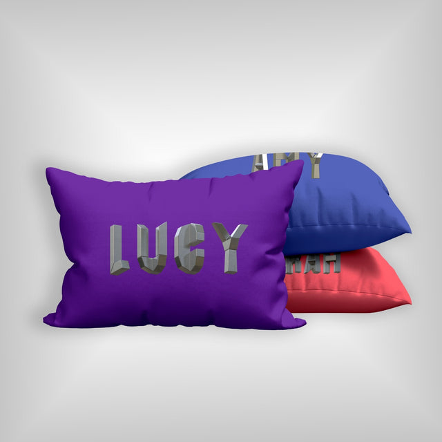 Personalised Geometal 3D Name Print Customised Printed Soft Pillowcase Pillow