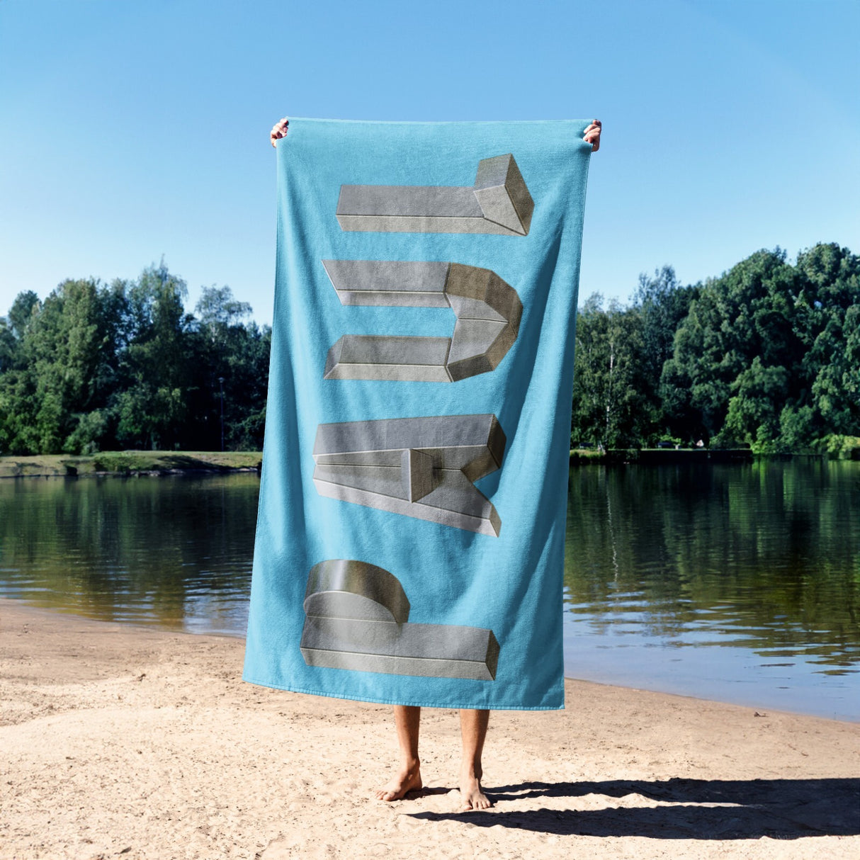 Personalised Geometal 3D Text Custom Coloured Absorbent Beach Bath Sheet Towel