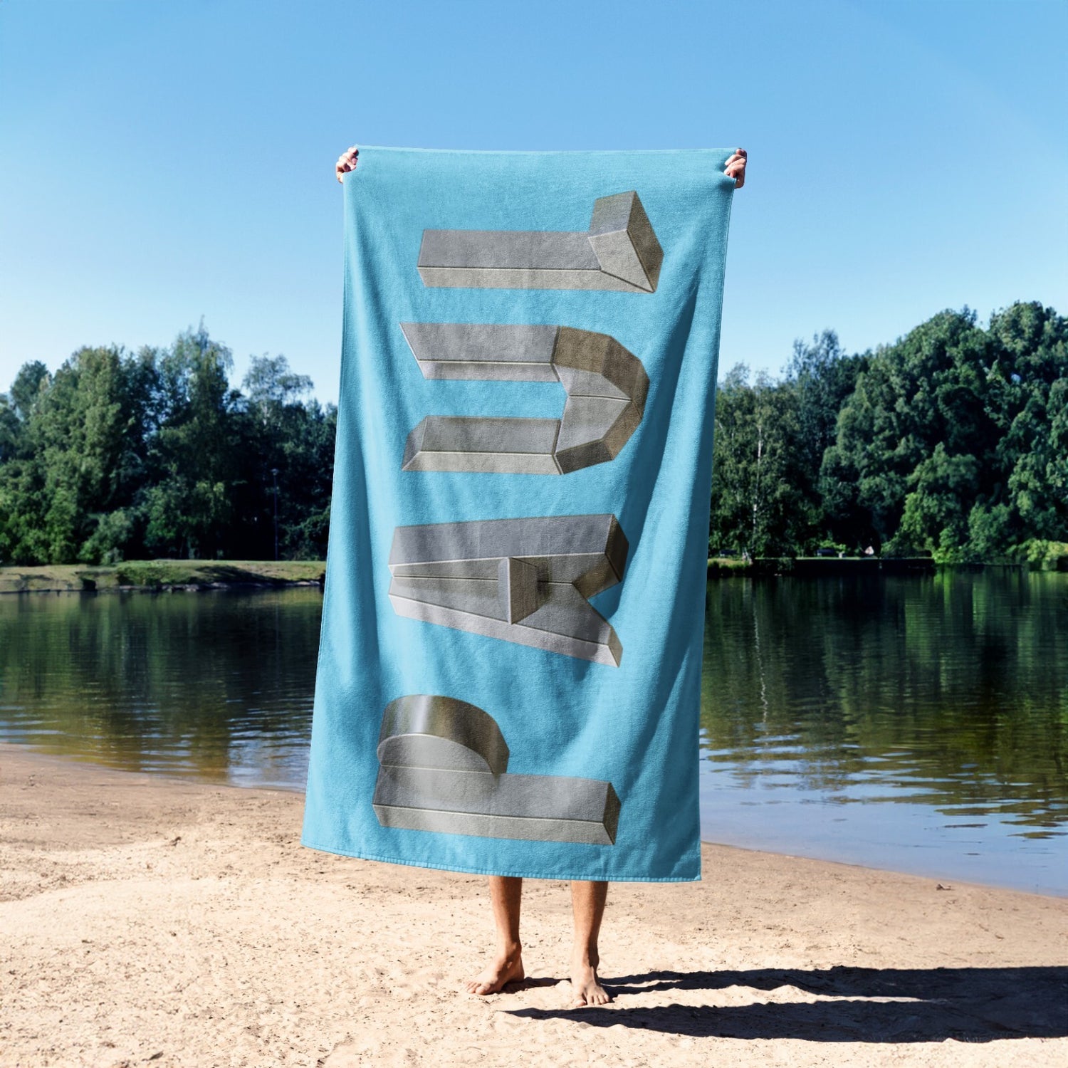 Personalised Geometal 3D Text Custom Coloured Absorbent Beach Bath Sheet Towel