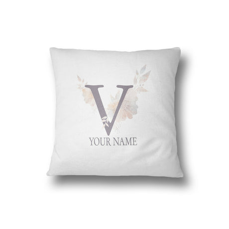 Personalised Misty Dusty Pastel Alphabet Floral Name Initial Letter Cushion
