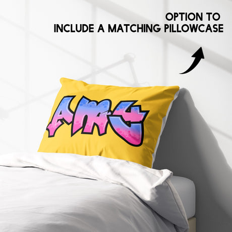 Personalised Any Name Urban Graffiti Soft Single Size Novelty Bed Duvet Cover