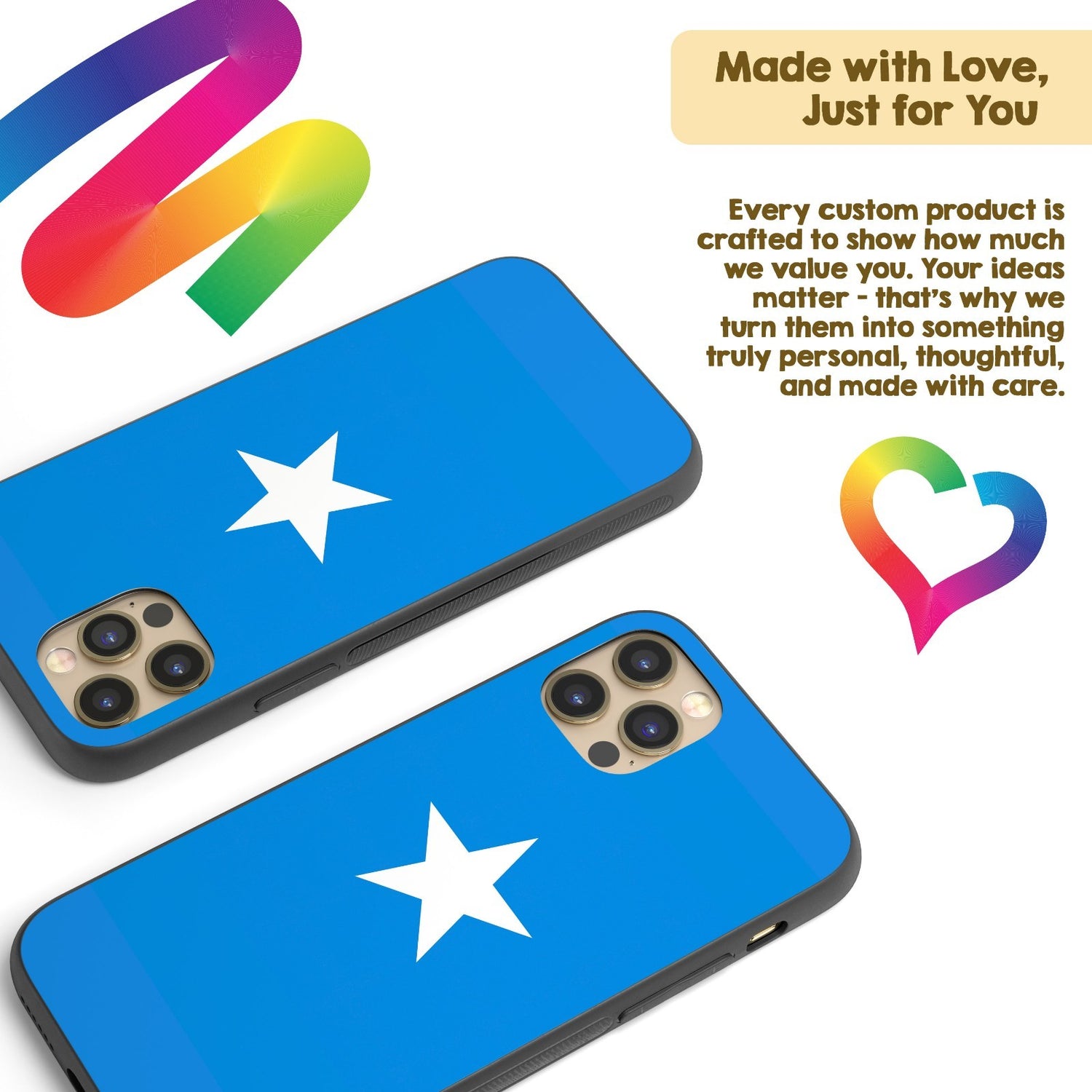 Somalia Flag Design Gift Protector Custom Printed iPhone Case - Black TPU Cover