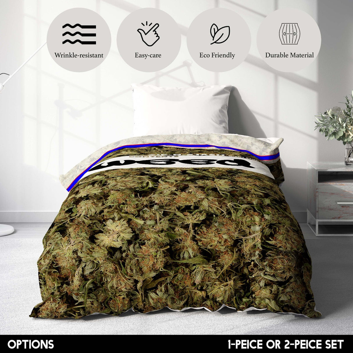 Weed Bag Funny Prank Cheeky Novelty Joke Single Duvet Cover + Pillowcase Option