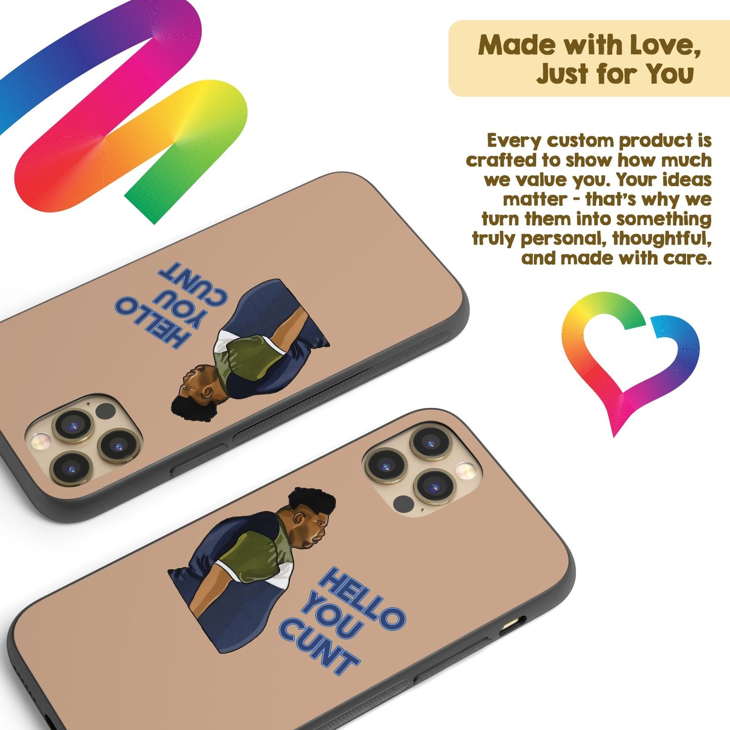 Harvey Hello You C*nt Rude Personalised Custom Cover - Printed iPhone Black Case