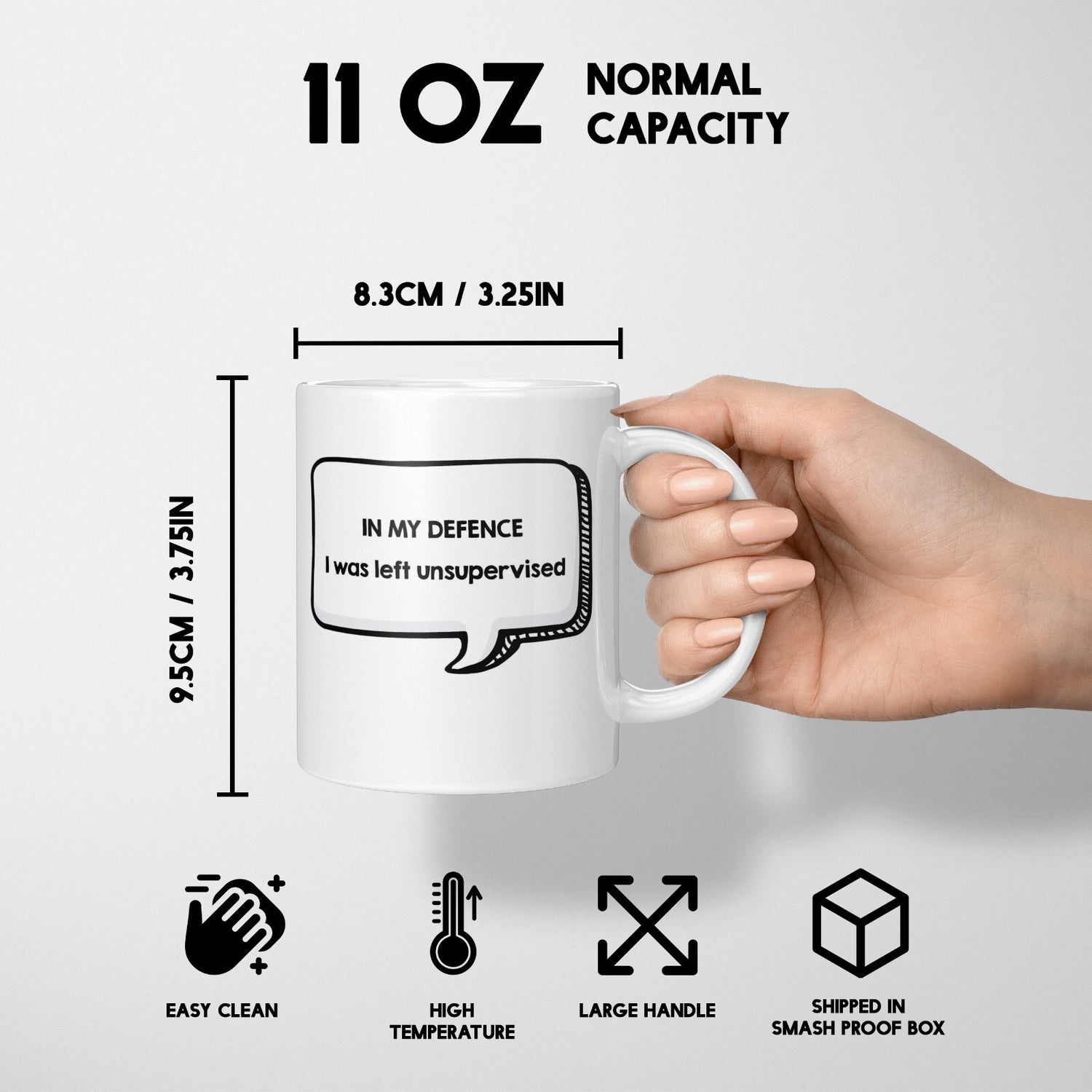 In My Defence Rude Cheeky Funny Gift Coffee Tea Mug + Coaster Option For Him Her