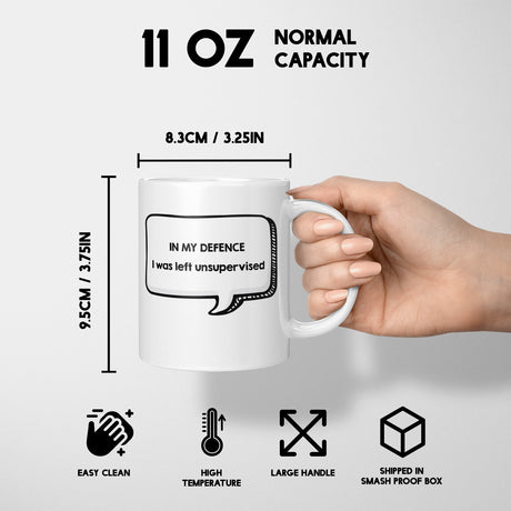 In My Defence Rude Cheeky Funny Gift Coffee Tea Mug + Coaster Option For Him Her