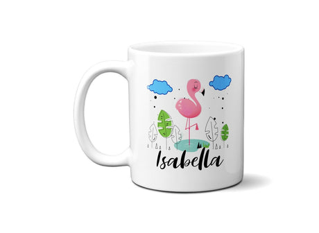 Personalised Name Flamingo Cute Coffee Tea Mug Gift 11oz Mug + Coaster