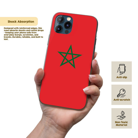 Morocco Flag Moroccan Printed iPhone Case Black TPU Cover Protector Custom Gift