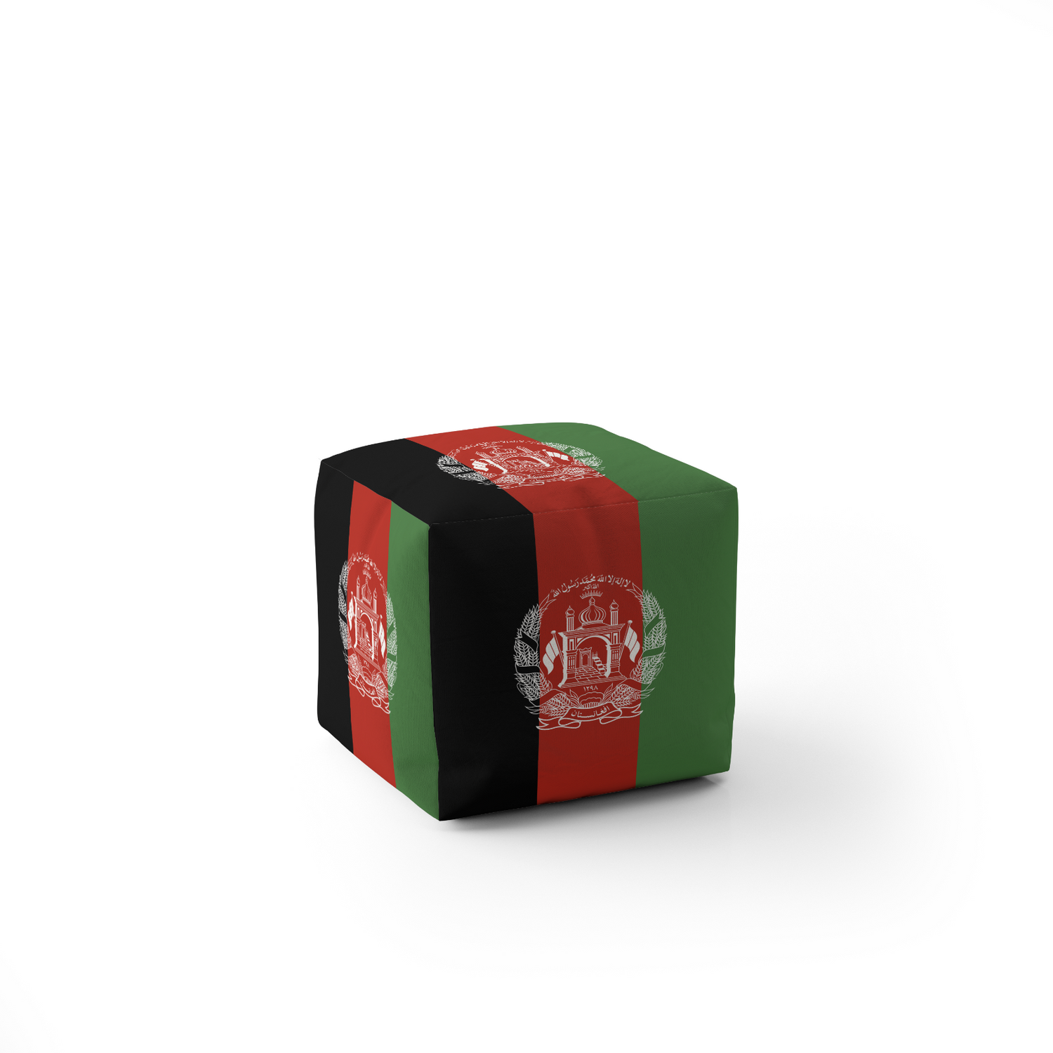 Afghanistan Flag Ottoman Filled Pouffe Footrest Washable Cover Soft Custom Gift