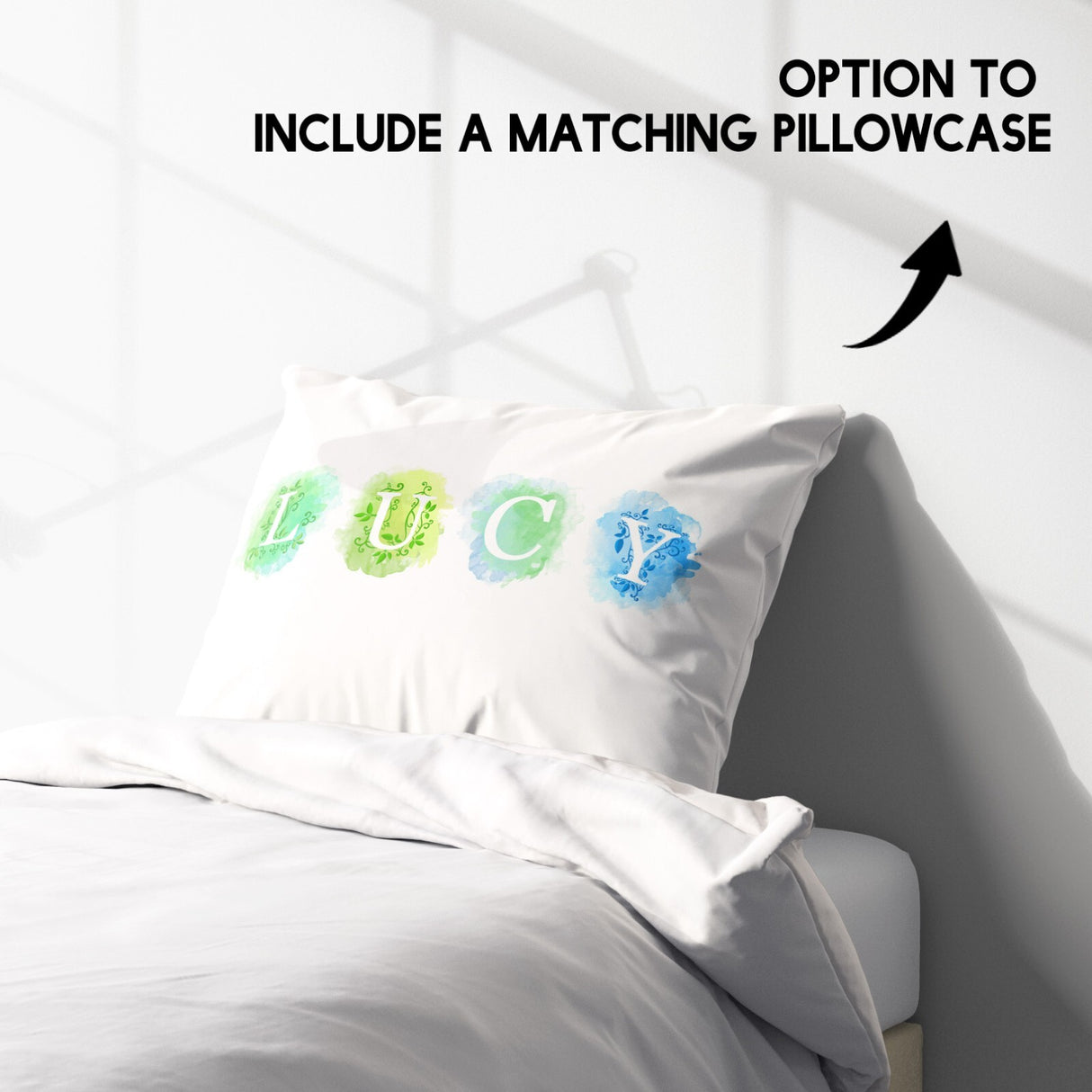 Personalised Watercolour Letters Font Soft Single Size Novelty Bed Duvet Cover