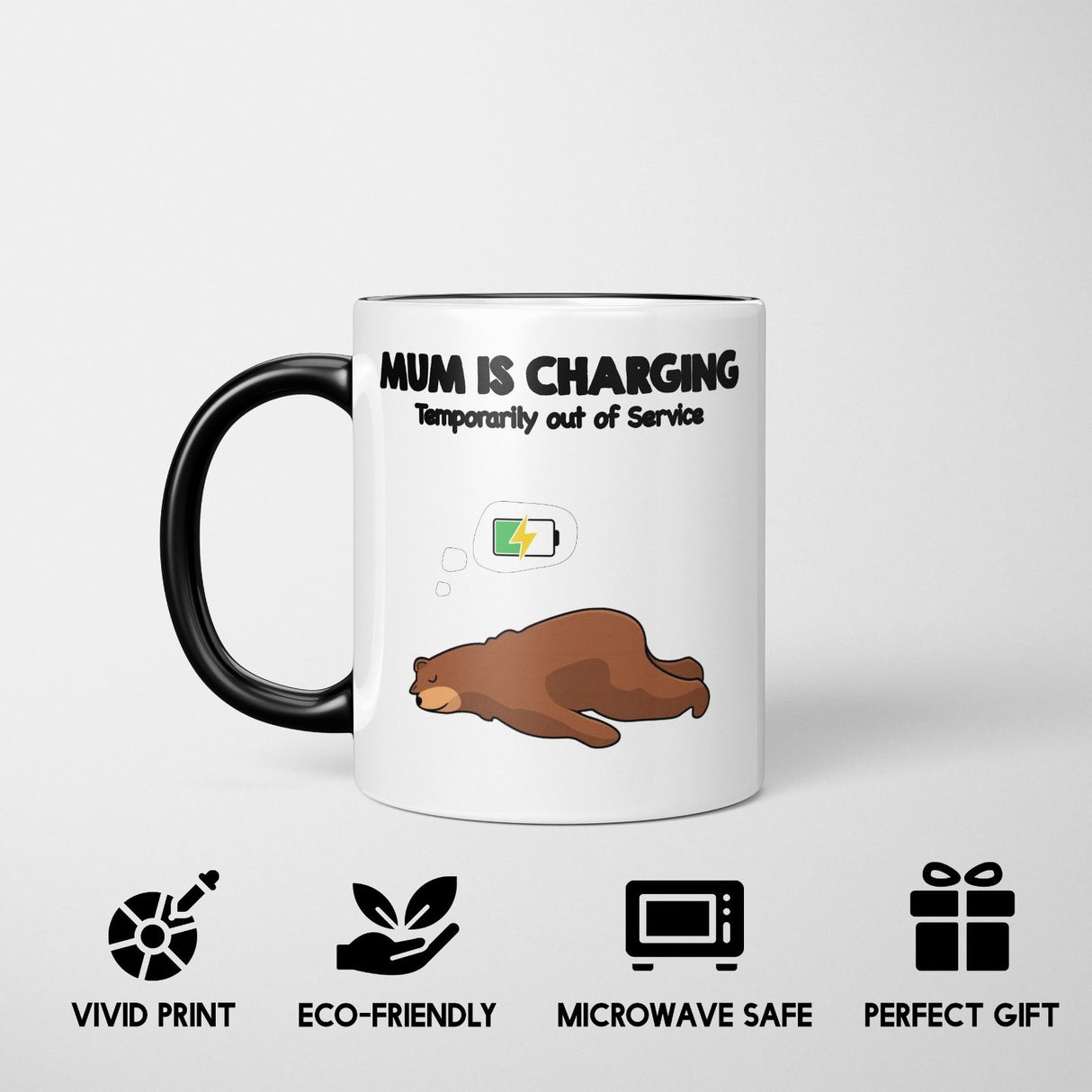 Mum Is Charging Style Heat Sensitive Magic Colour Changing Mug Novelty Drink Cup