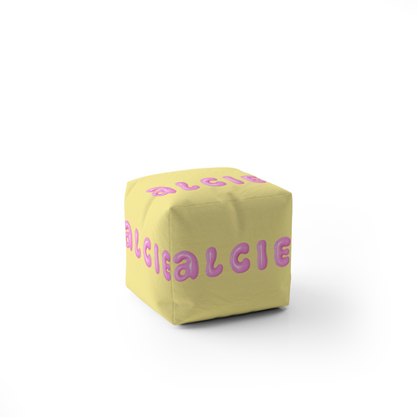 Personalised 3D Bubble Any Name Kids Font Ottoman Filled Pouffe Washable Cover