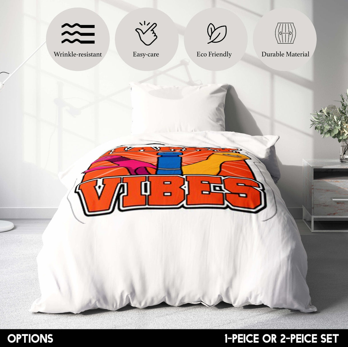 Happy Vibes Rude Funny Custom Colour Soft Single Size Novelty Bed Duvet Cover