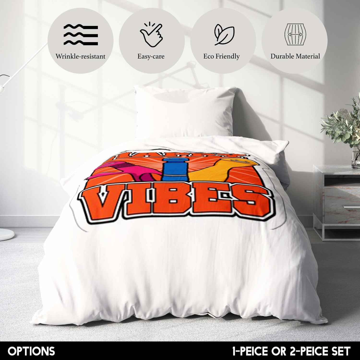 Happy Vibes Rude Funny Custom Colour Soft Single Size Novelty Bed Duvet Cover