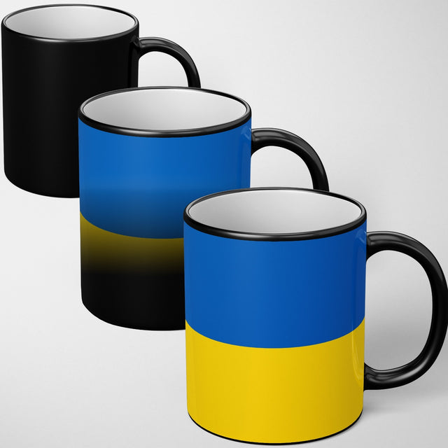 Ukraine Flag Design Tea Coffee Gift Heat Sensitive Magic Colour Changing Mug