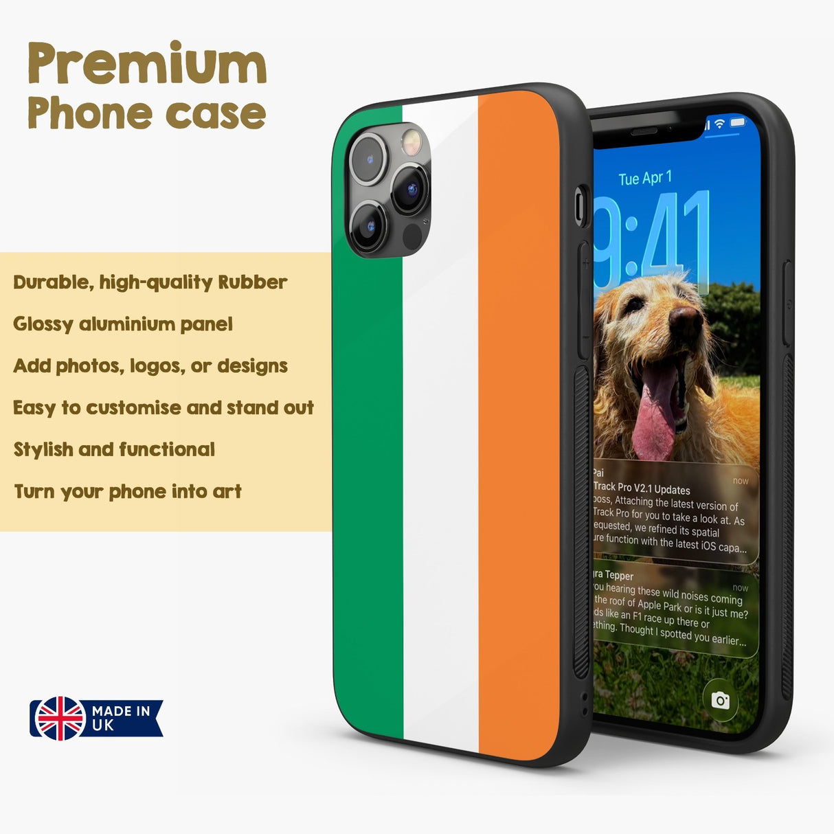 Ireland Flag Irish Gift Protector Custom Printed iPhone Case - Black TPU Cover