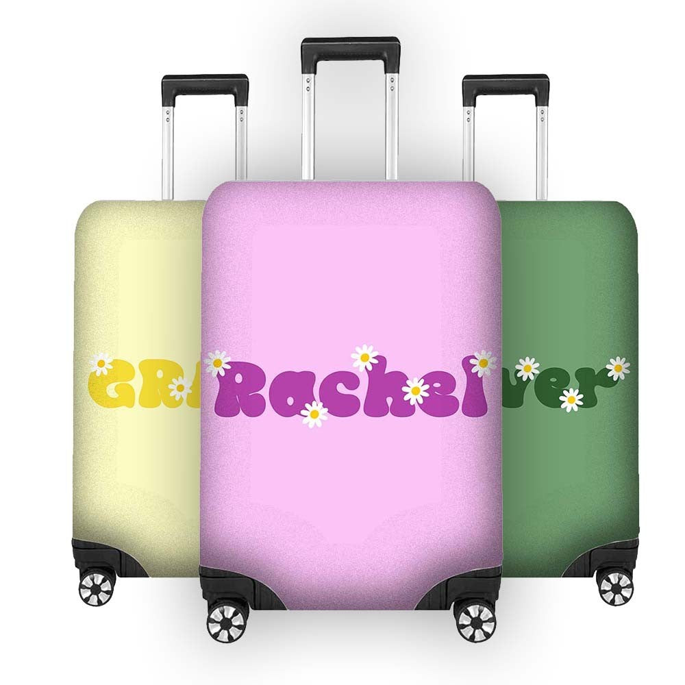 Plain Groovy Daisy Font Name Custom Luggage Cover Personalise Suitcase Protector