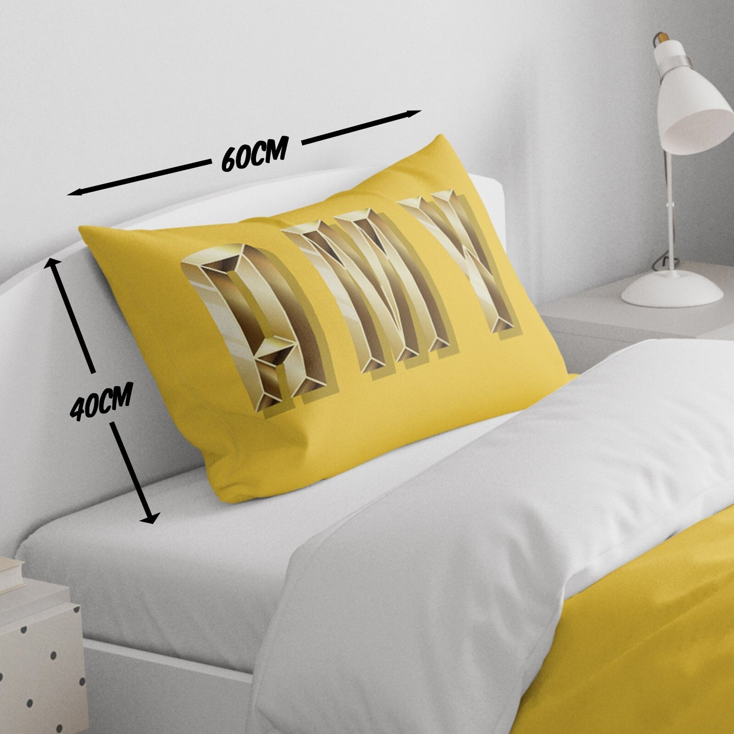 Personalised Name Gold Brick Letters Font Kids Cot Bed Duvet Cover + Pillowcase