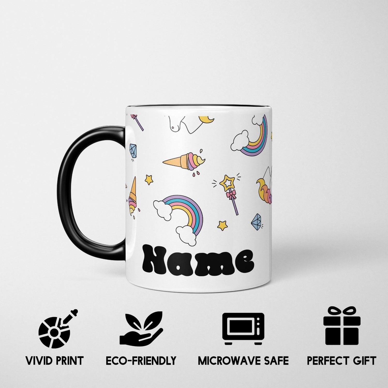 Personalised Unicorn Ice Cream Heat Sensitive Magic Colour Changing Novelty Mug