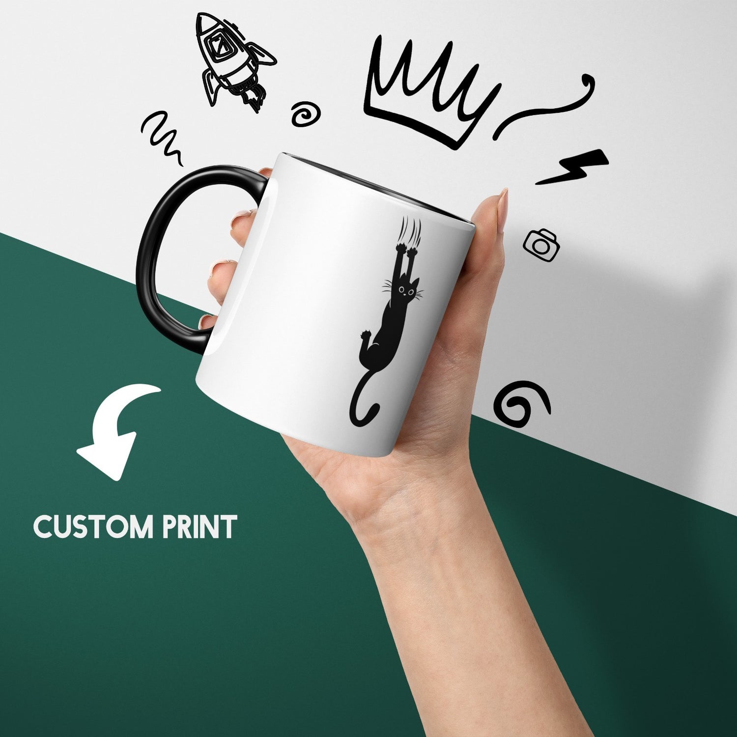 Black Cat Slipping Heat Sensitive Magic Colour Changing Mug Novelty Drink Cup