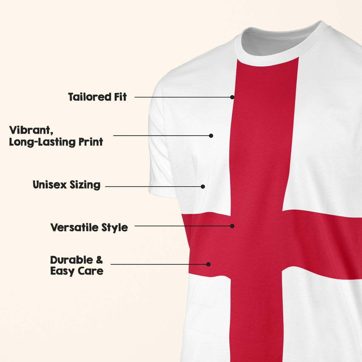 England Flag St George's Cross Custom Printed Unisex T-Shirt Patriotic Tee