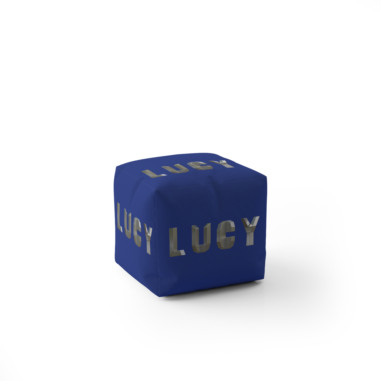 Personalised Geometal 3D Text Font Kids Ottoman Filled Pouffe Inc Washable Cover