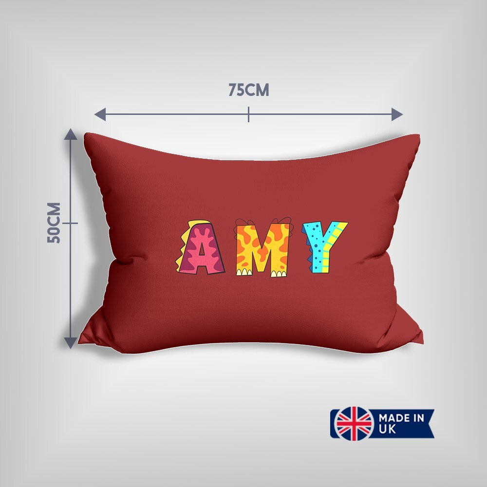 Personalised Name Dinosaur Alphabet Customised Printed Soft Pillowcase Pillow