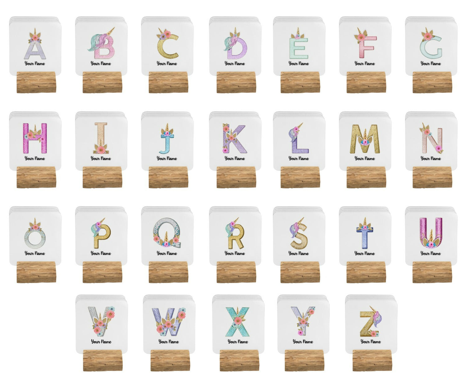 Personalised Unicorn Sparkly Kids Girls Monogram Alphabet Initial Letter Mug