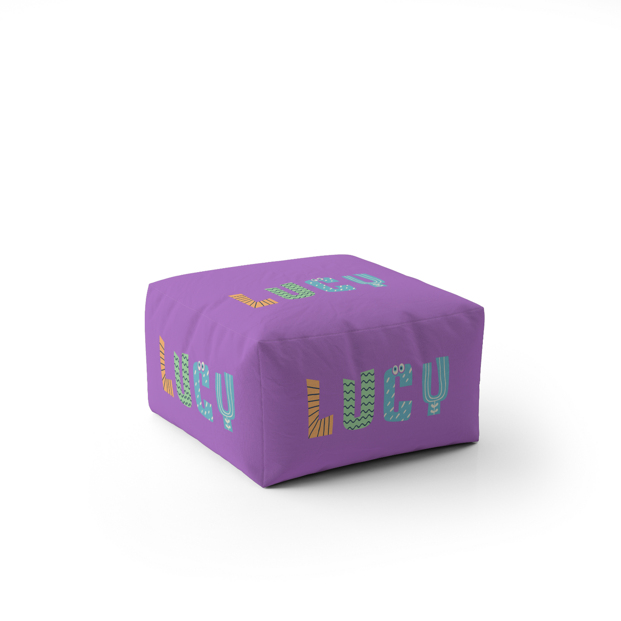 Personalised Name Kids Alphabet Onyx Kids Ottoman Filled Pouffe Washable Cover