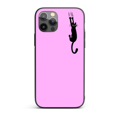 Black Cat Slipping Scratching Personalised Custom Cute Printed iPhone Black Case