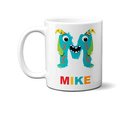 Personalised Children Monster Name Initial Letter Coffee Mug Gift 11oz Ceramic