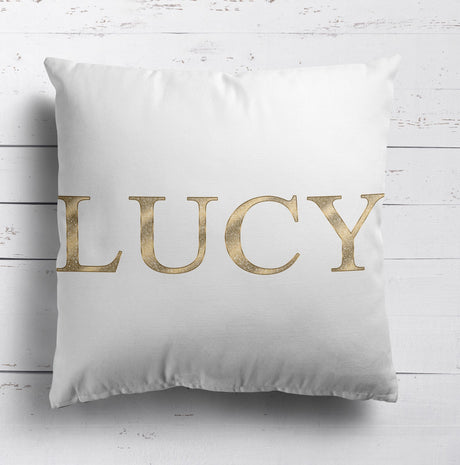 Personalised Name Vector Golden Alphabet Soft Square Filled Cushion Throw Decor
