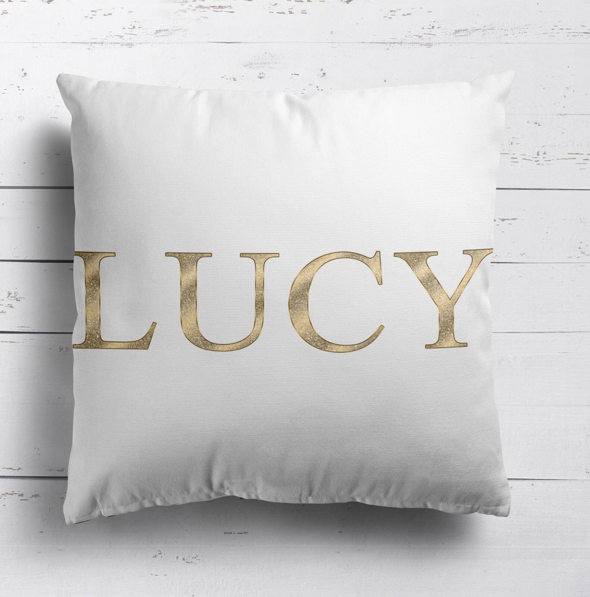 Personalised Name Vector Golden Alphabet Soft Square Filled Cushion Throw Decor