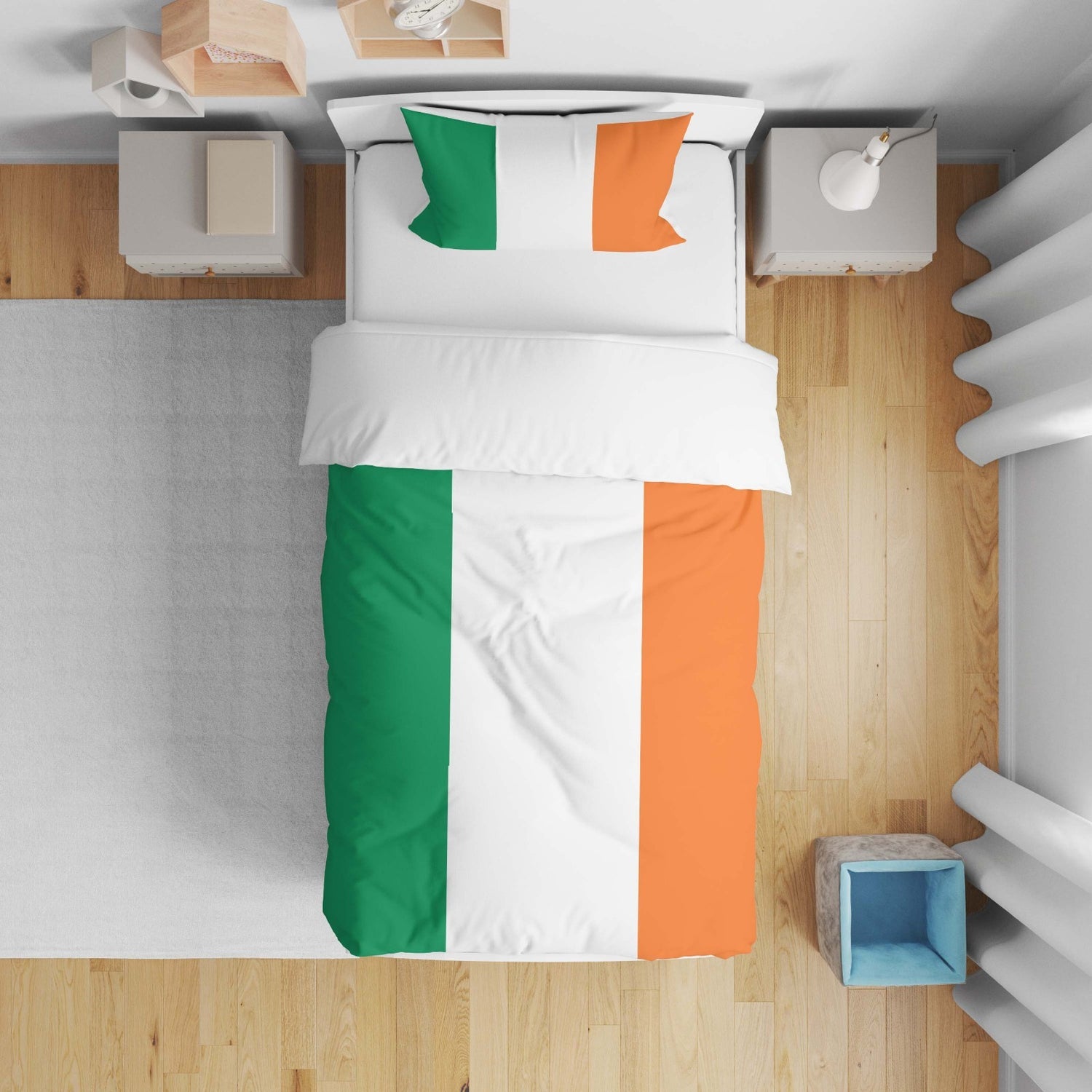 Ireland Flag Irish Design Gift Custom Toddler Cot Bed Duvet Cover + Pillowcase