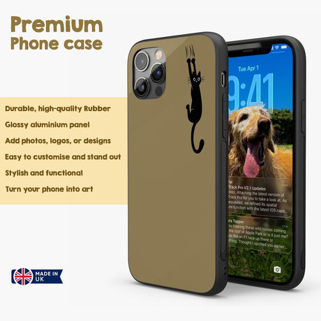 Black Cat Slipping Scratching Personalised Custom Cute Printed iPhone Black Case